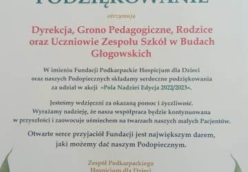 Podziękowanie z Hospicjum