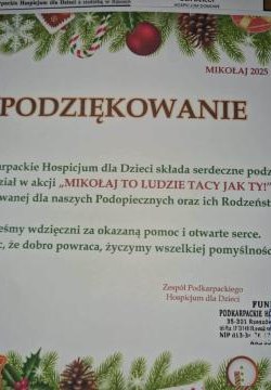 Podsumowanie szkolnej zbiórki na rzecz Fundacji Podkarpackiej Hospicjum dla Dzieci